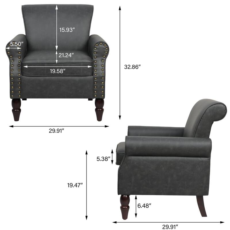 Modern Upholstered Armchair Nailhead Trim Accent Chair