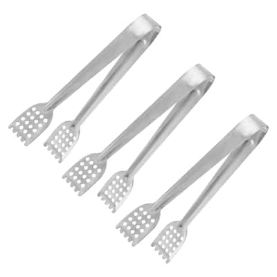 Serving Tongs, 3pcs 6.5 Inch Stainless Steel Ice Tongs, Mini Sugar Tong - Silver