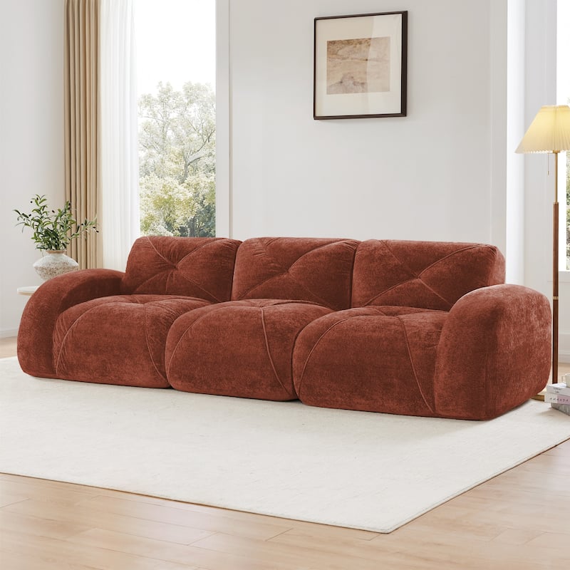Rossetta 110" Anti-Slip Design Tufted Velvet Modular Boneless Sectional Cloud Couch, No Assembly Required