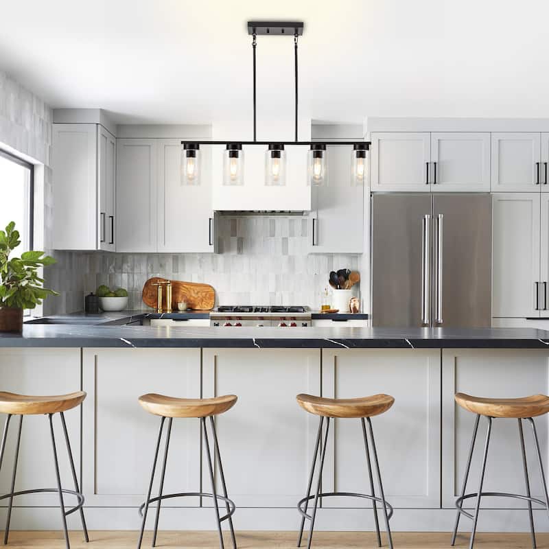 Black Cylinder Kitchen Island Chandelier Kitchen Island Lighting Dining Room Light - 5-light