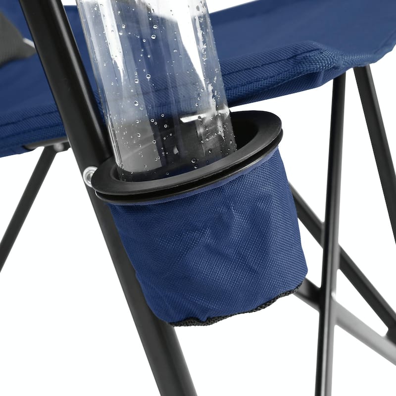 Portable Folding Lounge Chair with Cup Holder - Breathable & Durable