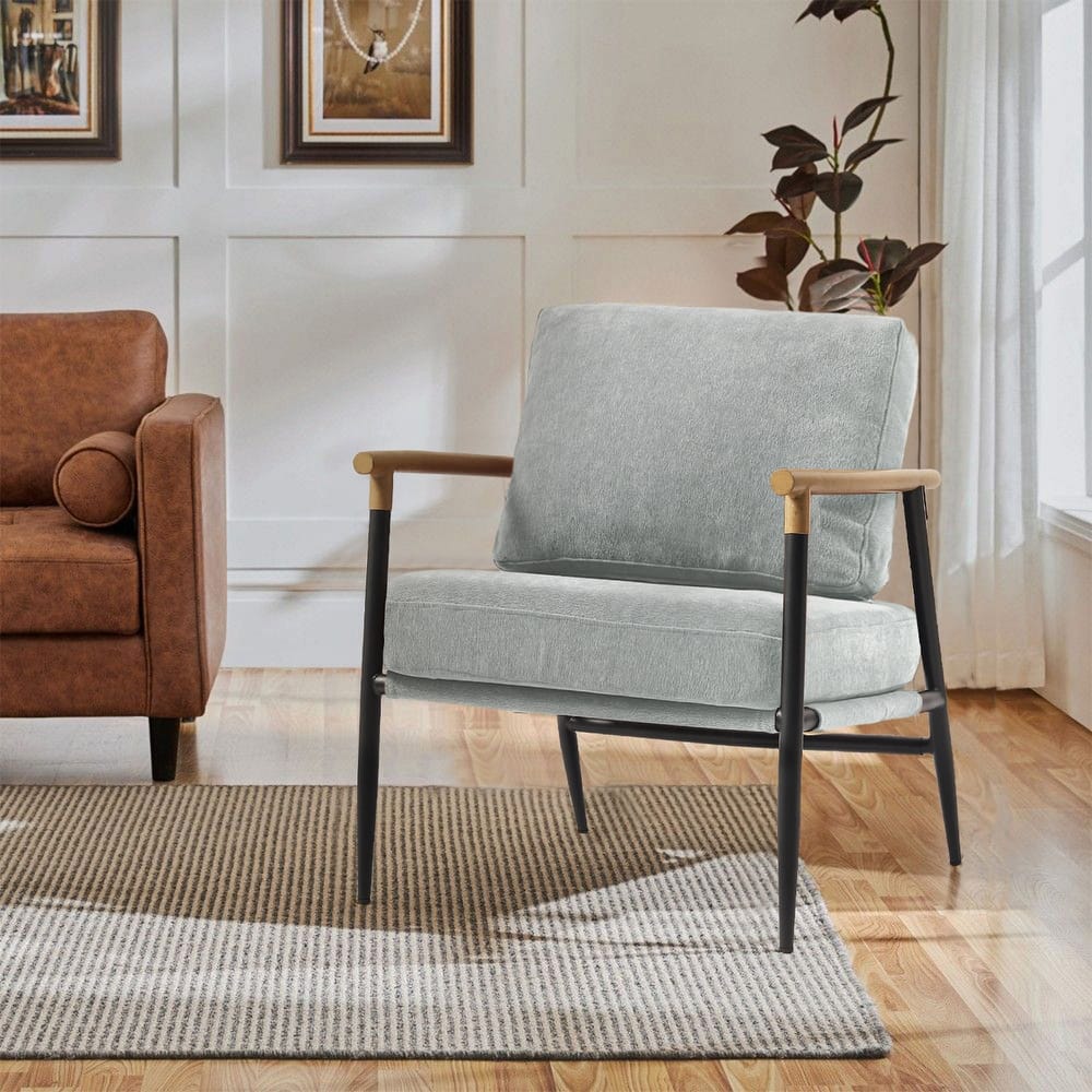 27" W Modern Upholstered Metal Frame Accent Chair