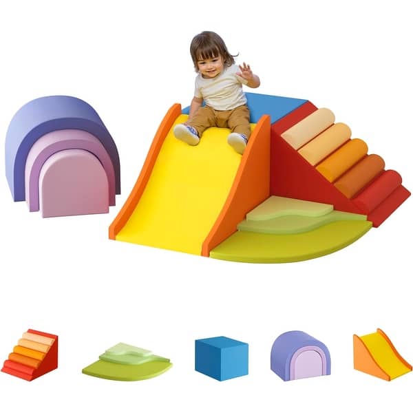 slide 2 of 7, WOWMAX Toddler Climbing Toys Indoor, Foam Climbing Blocks for Toddlers - Multi-Color 1 & Up - Multi-Color