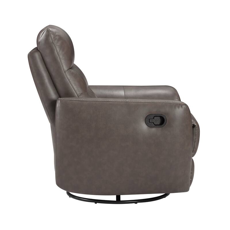 Cillian 35.5" Leather Swivel Glider Recliner - 360-Degree Metal Swivel