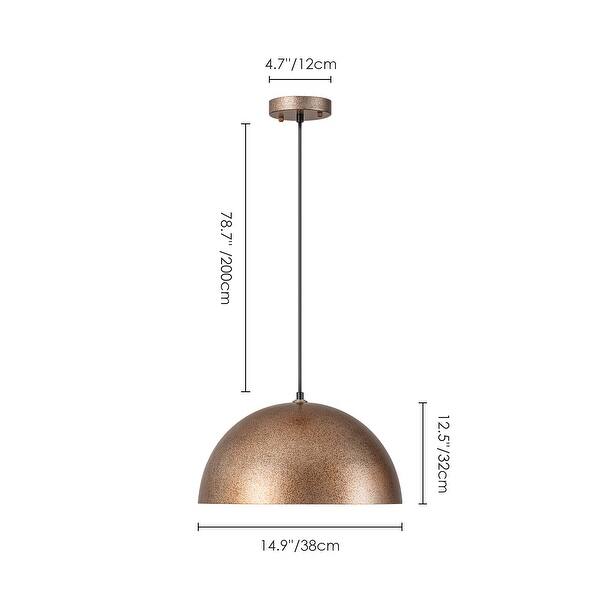 dimension image slide 1 of 2, 1-Light Modern Industrial Distressed Gold Leaf Bowl Dome Oversized Pendant Light for Kitchen Island