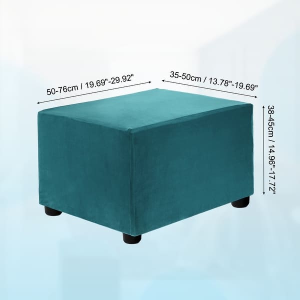 dimension image slide 30 of 52, Stretch Foot Stool Cover Rectangular Square Foot Stool Slipcover
