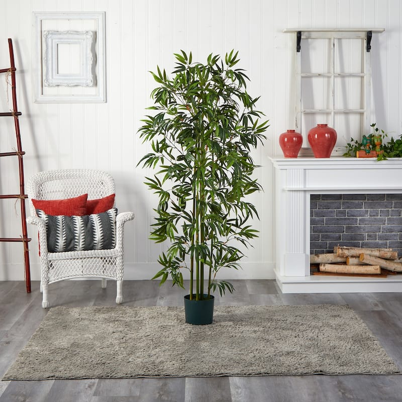 Artificial Silk Tree 6ft - Realistic Indoor Floor Plant with Green Trunks - Home Office Decor - 6ft.