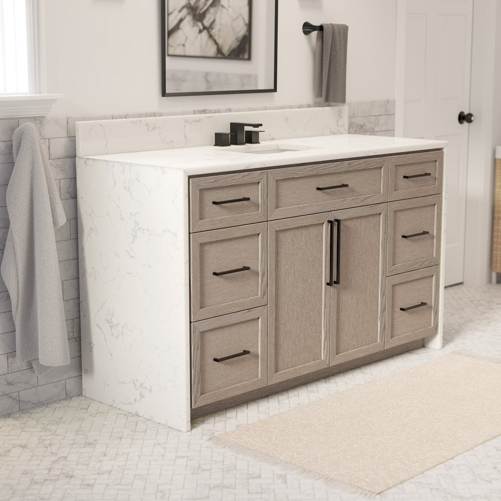 KitchenBathCollection Palisade 60" Single Waterfall Vanity with Engineered Marble Top