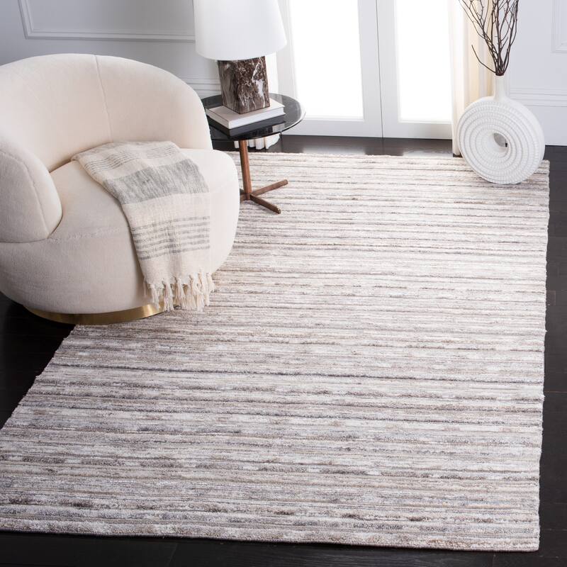 SAFAVIEH Hand-Knotted Elements Fleurette Silk Rug - 6' x 9' - Beige