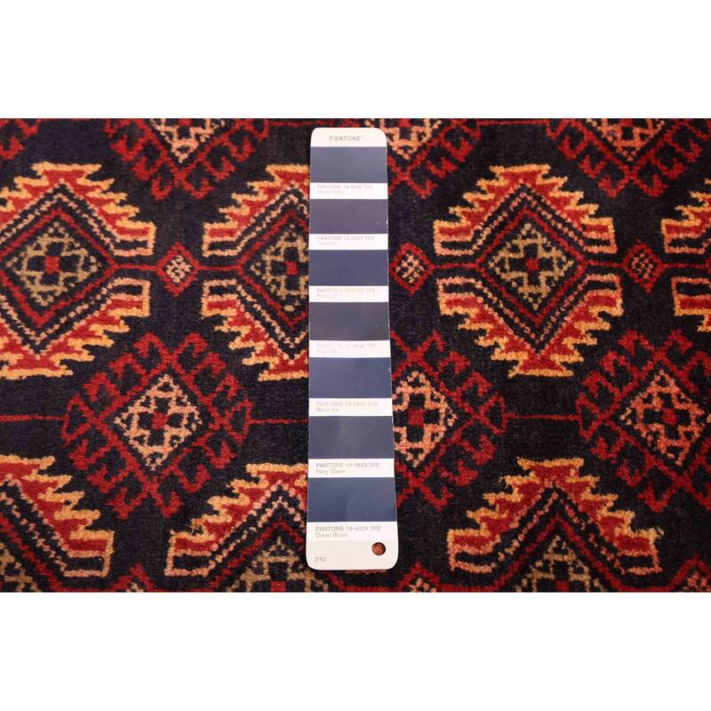 ECARPETGALLERY Hand-knotted Teimani Dark Navy, Red Wool Rug - 3'11 x 6'4