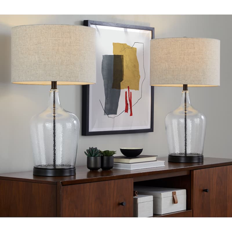 Porch & Den Bree 28" Glass Table Lamp with USB (Set of 2)