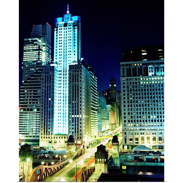 "Illinois, Chicago, LaSalle Street bridge, elevated view" Poster Print