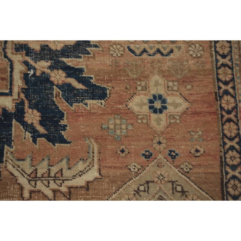 Hand Knotted Oriental 100% Wool Carpet Traditional Geometric Oranges & Rust Heriz Area Rug - 5' 9'' X 4' 2''