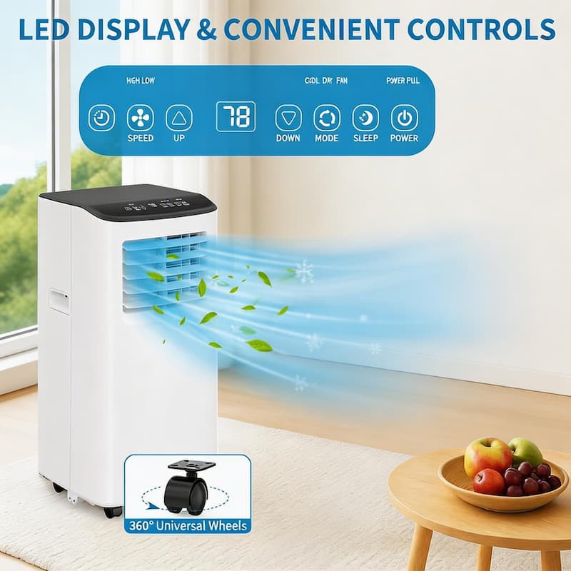 3-in-1 Air Conditioners, with Cooling, Fan, and Dehumidifier, 8000 BTU