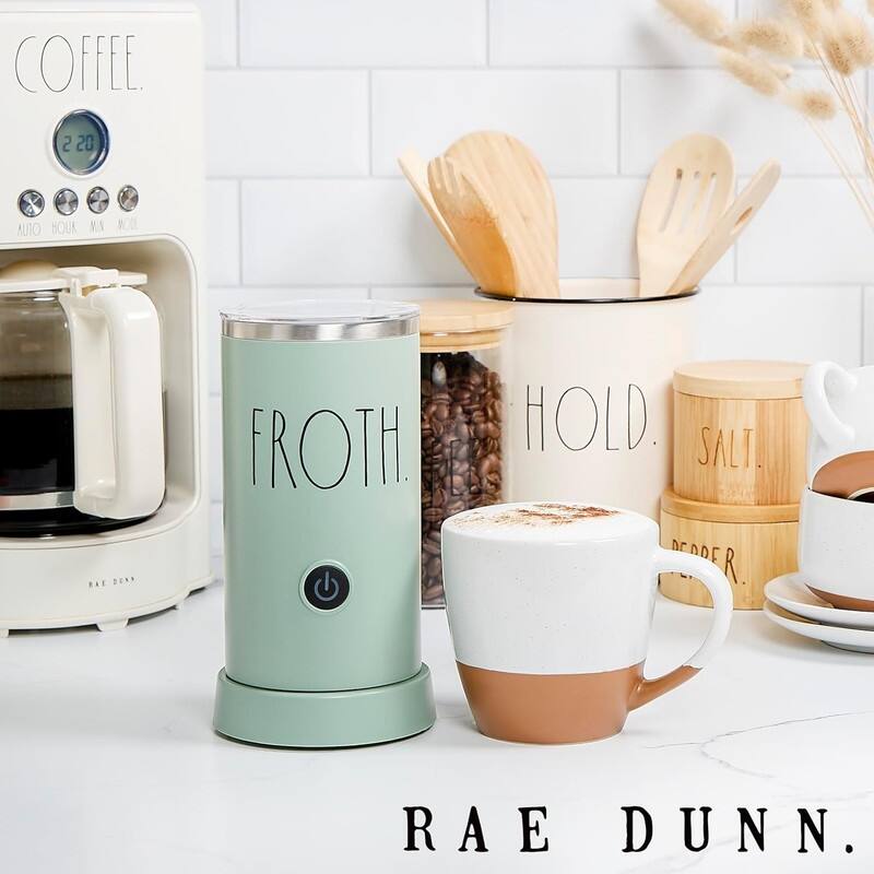 Rae Dunn Electric Milk Frother Steamer -Automatic Milk Steamer and Frother, Hot and Cold Foam Maker- 550 Watt
