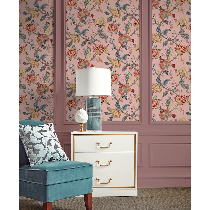 Seabrook Designs Lana Jacobean Prepasted Wallpaper