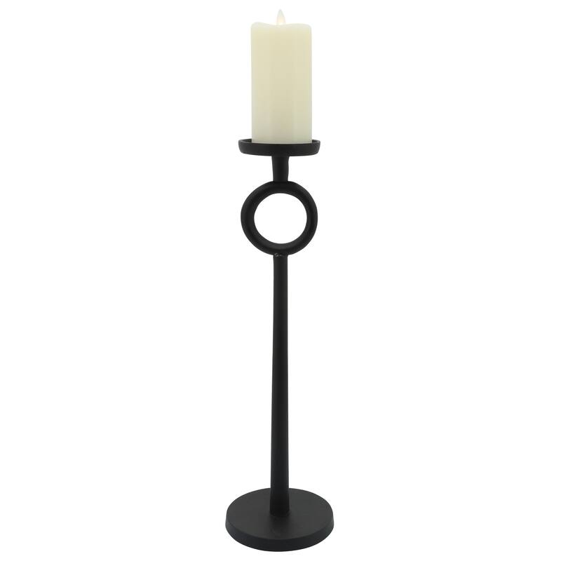 Metal Candle Holder - Contemporary Black Aluminum Narrow Candle Holder for Home or Office Decor
