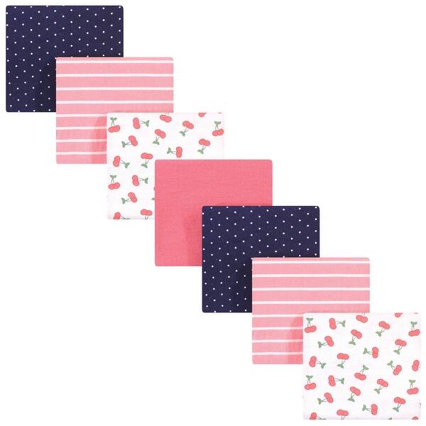 slide 1 of 1, Hudson Baby Infant Girl Cotton Flannel Receiving Blankets Bundle, Cherry, One Size - Cherry - One Size One Size - Cherry