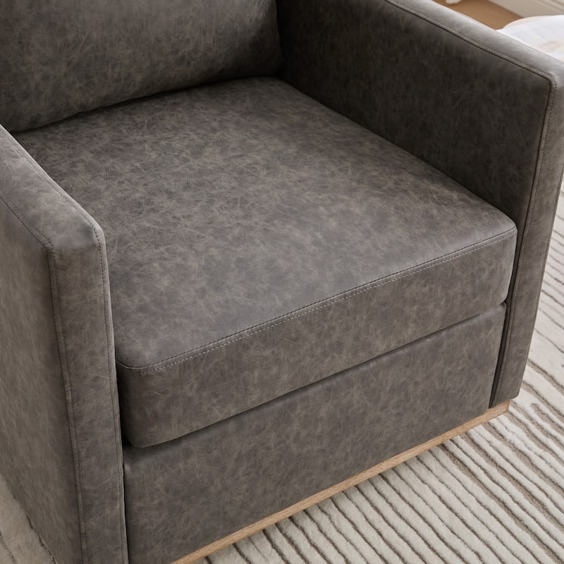 PU Swivel Accent Chair with 360° Rotation, Pocket Spring Cushion, and 300lb Capacity