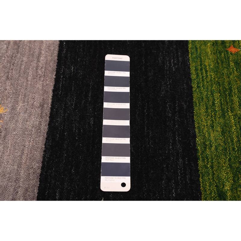 ECARPETGALLERY Hand Loomed Kashkuli Gabbeh Dark Navy, Green Wool Rug - 6'9 x 9'8