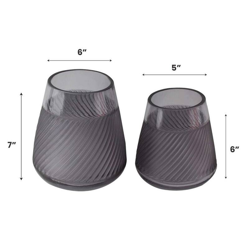 Fleurine Set of 2 Hand-Blown Frosted Pattern Decorative Glass Vases