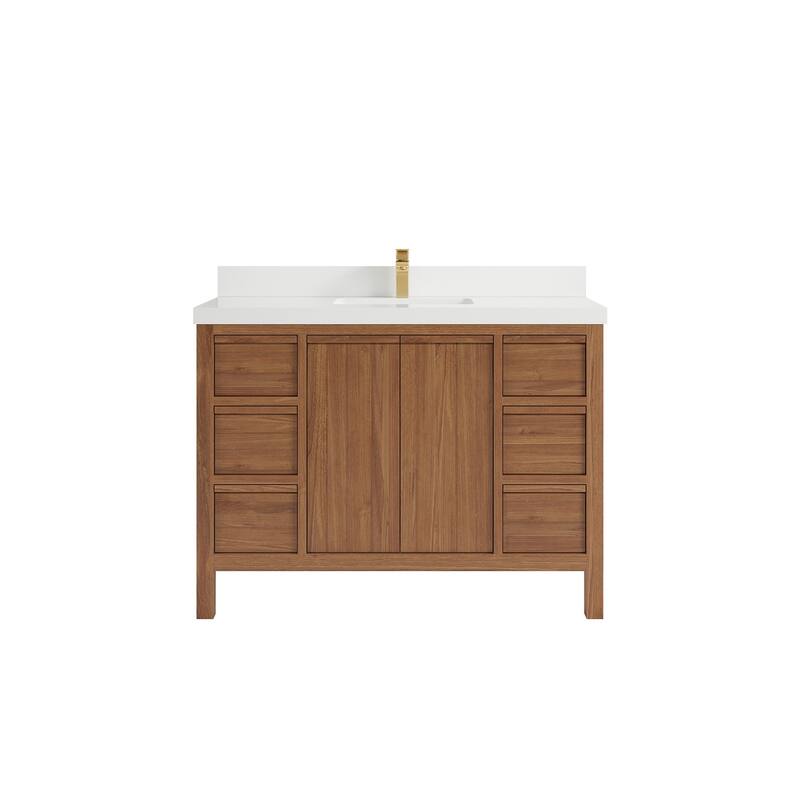 Willow Collections 48 in. W x 22 in. D Elizabeth Solid Teak Single Sink Bathroom Vanity with Countertop