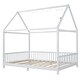 preview thumbnail 16 of 14, Full Size Wood House Bed w/Window, Fence, LED Lights, Guardrails