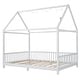 preview thumbnail 16 of 14, Wood Full Size House Bed with Guardrail and LED Light, White