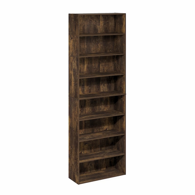 Furinno Basic 8-Tier Open Shelf Bookcase, Bookshelf, Storage Organizer, 12 x 24 x 71