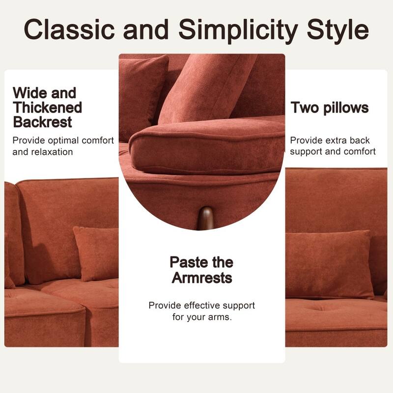 Modern 103" Comfortable Deep Seated Sofa Couch with 4 Pillows