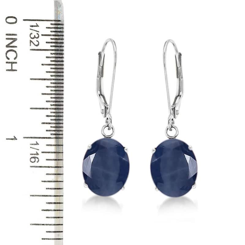 Sterling Silver 10x8 Oval Genuine Birthstone Leverback Dangle Earrings