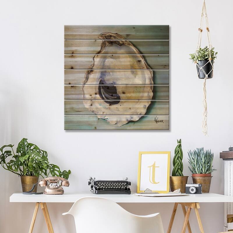 Virginia Oyster Shell Print On Wood by Kristine Kainer - Multi-Color