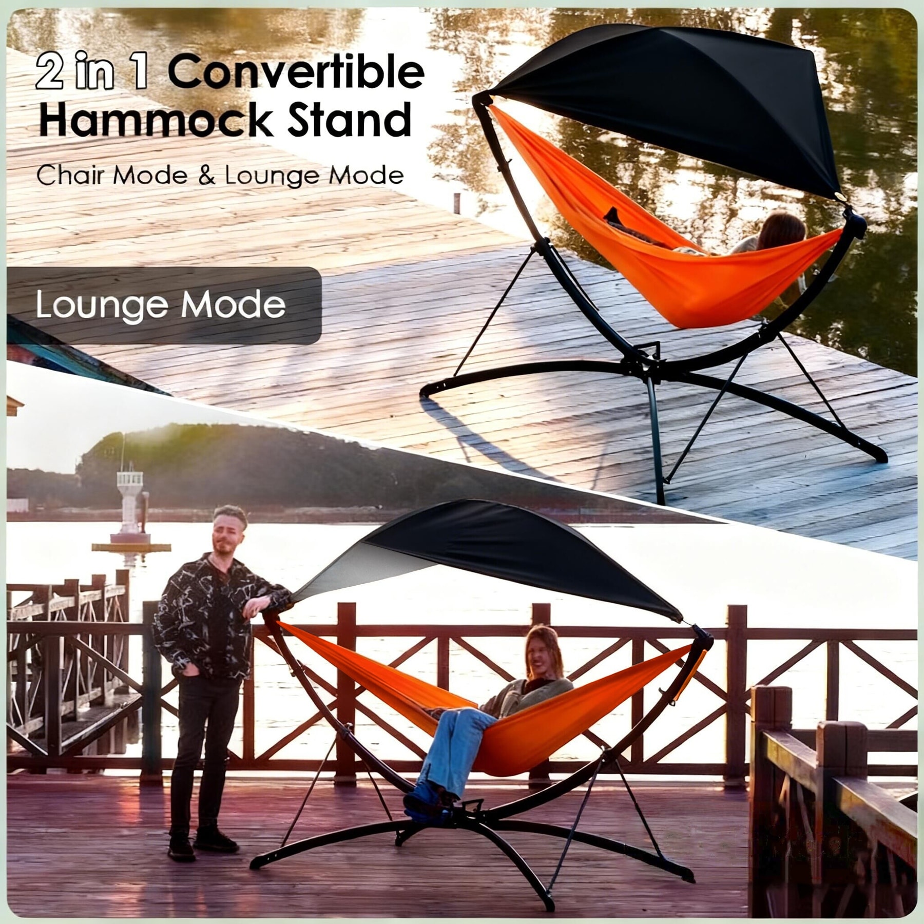 Portable Outdoor Hammock with Quick-Fold Stand for Camping