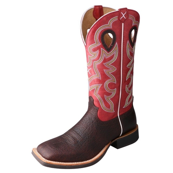 Twisted X Western Boots Mens Ruff Stock Oiled Cognac Red