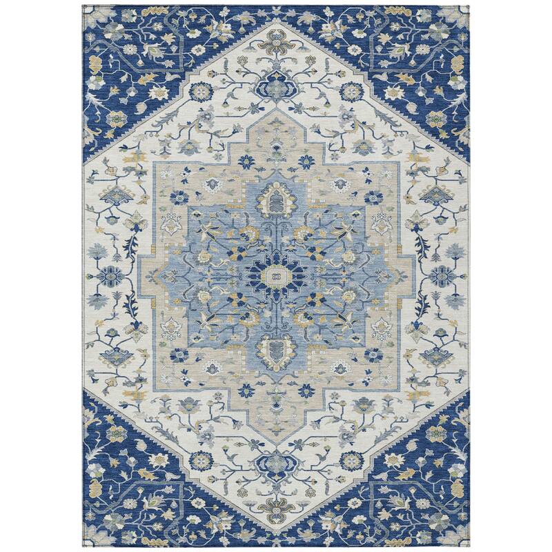 Machine Washable Indoor/ Outdoor Traditional Kolkata Chantille Rug