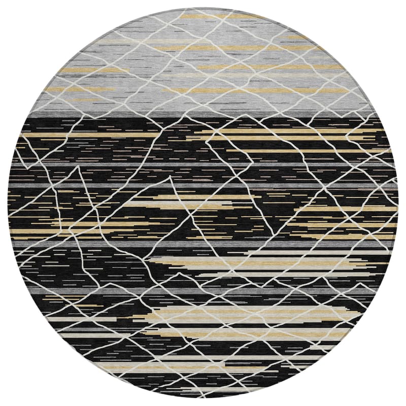 Machine Washable Indoor/ Outdoor Modern Global Chantille Rug