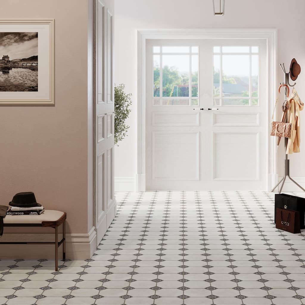 Merola Tile Englishtown Black 12-7/8" x 12-7/8" Porcelain Floor and Wall Tile
