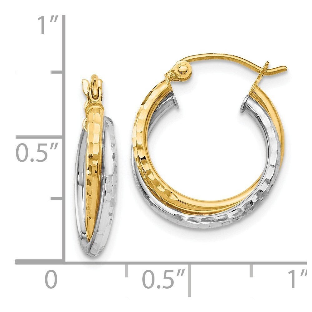 14K White Gold Textured and Polished 17mm Hinged Hoop Earrings 14K White Gold Textured and Polished 17mm Hinged Hoop Earrings