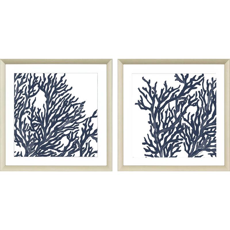 Blue Coral I S/2 Framed Art Exclusive Giclee Under Glass - 32 X 32 X 2