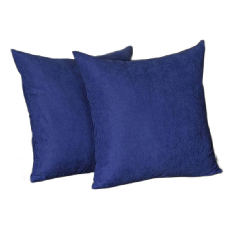 HomeRoots Set Of Two 18" X 18" Navy Blue Polyester Zippered Pillow Cover