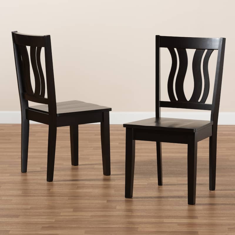 Modern Dark Brown Dining Chair Set - 2 Piece Wood Chairs, Transitional Design, Comfortable Seating - 37.4