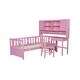 preview thumbnail 7 of 10, Twin Size Kids Wood Bed with Storage Bookcase, Desk & Chair, Pink