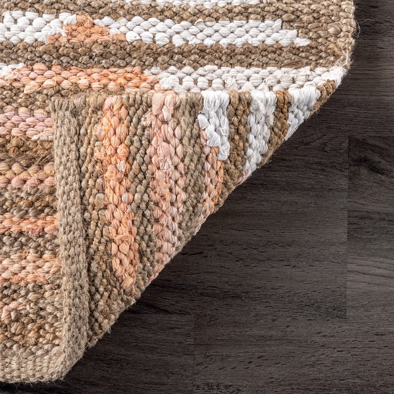 Nuloom Hand Braided Marla Denim And Jute Diamonds Area Rug