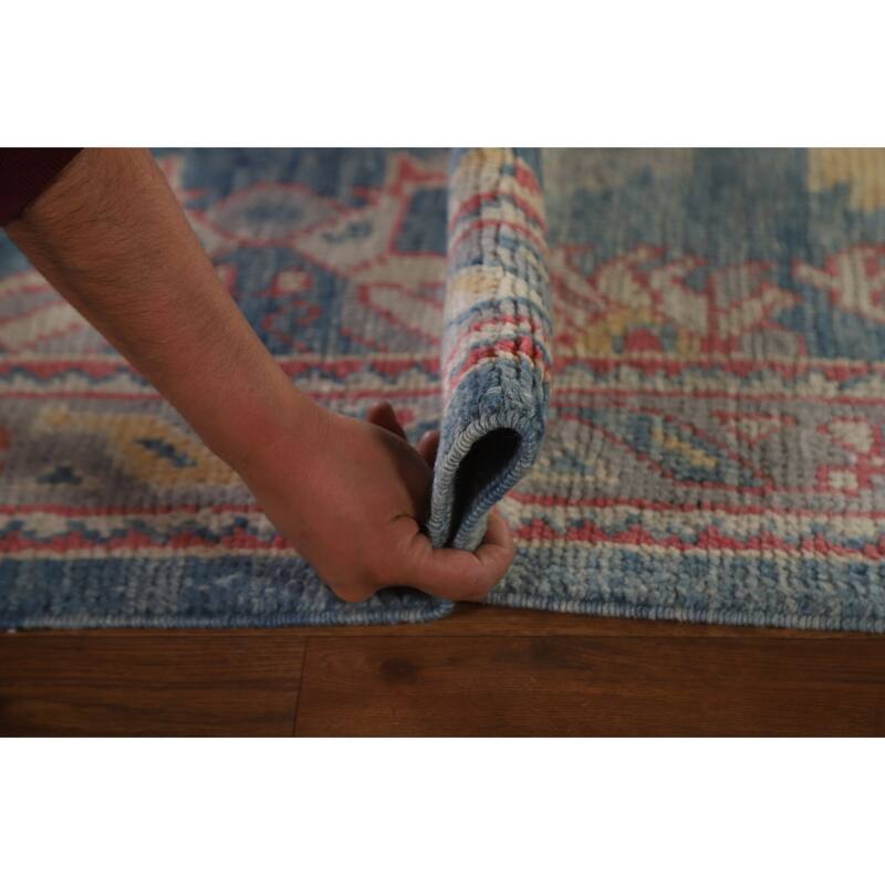 Vegetable Dye Oushak Turkish Runner Rug Handmade Floral Wool Carpet - 3'1"x 12'10"