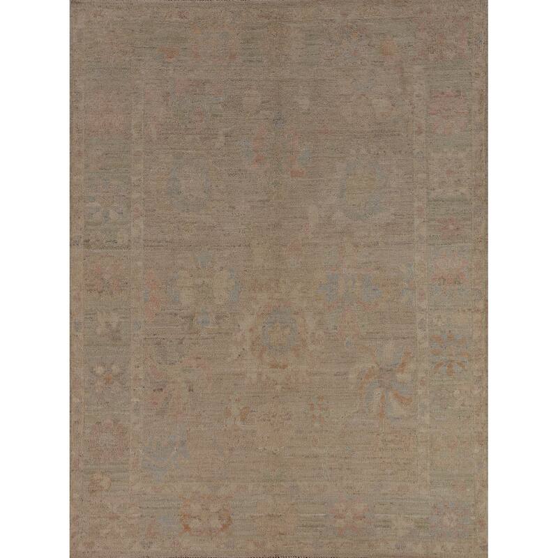 Vegetable Dye Oushak Area Rug Hand-Knotted Oriental Wool Carpet - 5'2"x 6'6"