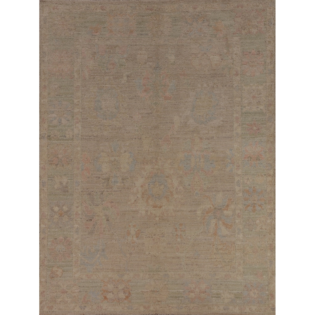 Vegetable Dye Oushak Area Rug Hand-Knotted Oriental Wool Carpet - 5'2"x 6'6"