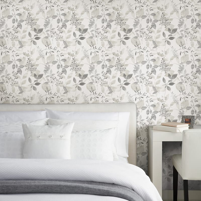A-Street Prints Gossamer Grey Botanical Wallpaper