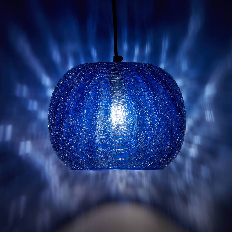 Sophia River of Goods Black Metal and Glass 9.8-Inch Pendant Light with Adjustable Hanging Cord - 9.8" x 9.8" x 9.8/68.8"