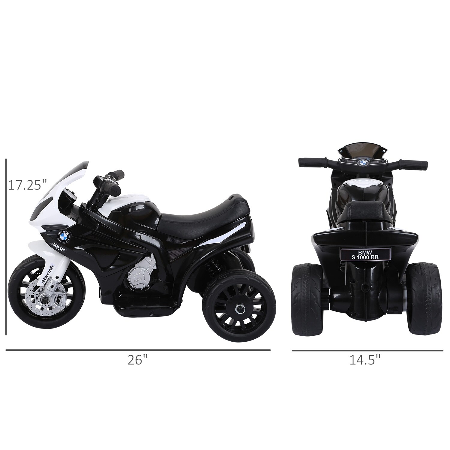 BMW S1000RR Toddler Ride On Motorcycle Licensed Design Easy to Operate Baby Safe and Stable Music Function Headlights Black Kids