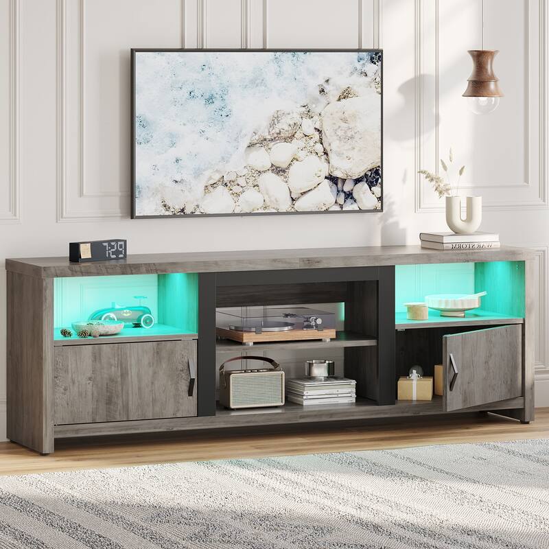 70" TV Stand Modern Entertaintment Center TV Console for 75" TVs with LED Lights - 71 inches